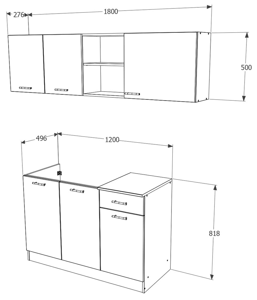 Set Bucatarie Kara, Antracit/Alb, L 180 cm