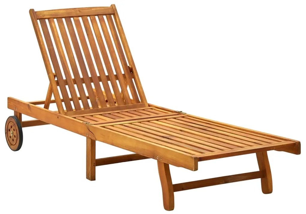 vidaXL Șezlong de plajă, lemn masiv de acacia
