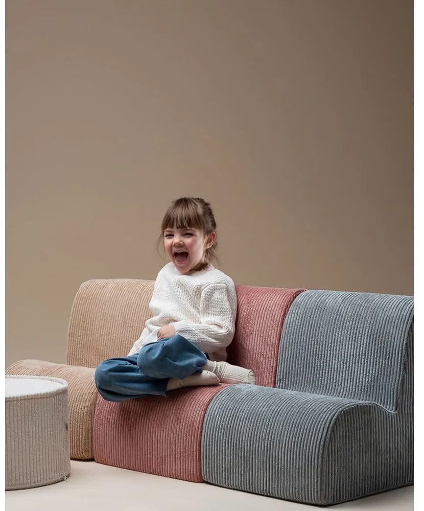 Fotoliu de copii maro deschis cu tapițerie din catifea reiată Cloud – Wigiwama