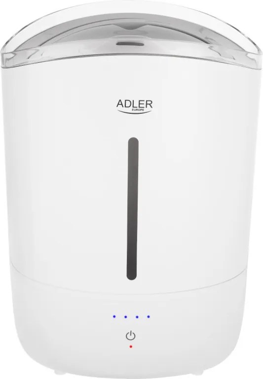 Umidificator de aer Adler AD 7971, 30 W, Pana la 20 m², 5 litri, 150-300 ml/h, ultrasonic, Pana la 50 h cu o umplere, Alb