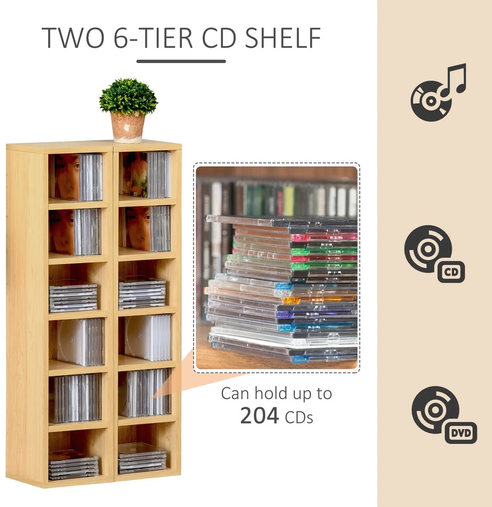 Homcom Set de 2 Rasteluri Mobilier 6 Rafturi in Lemn MDF 21X19.2X88.3cm