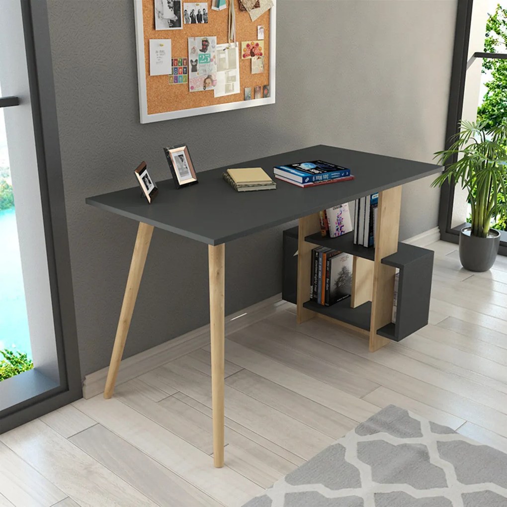 Birou Lagomood Side - Anthracite, Oak