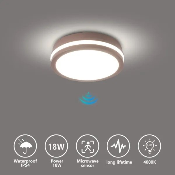 Brilagi - Lampă LED de exterior cu senzor BENE, LED/18W/230V, diam. 21,5 cm, maro, IP54