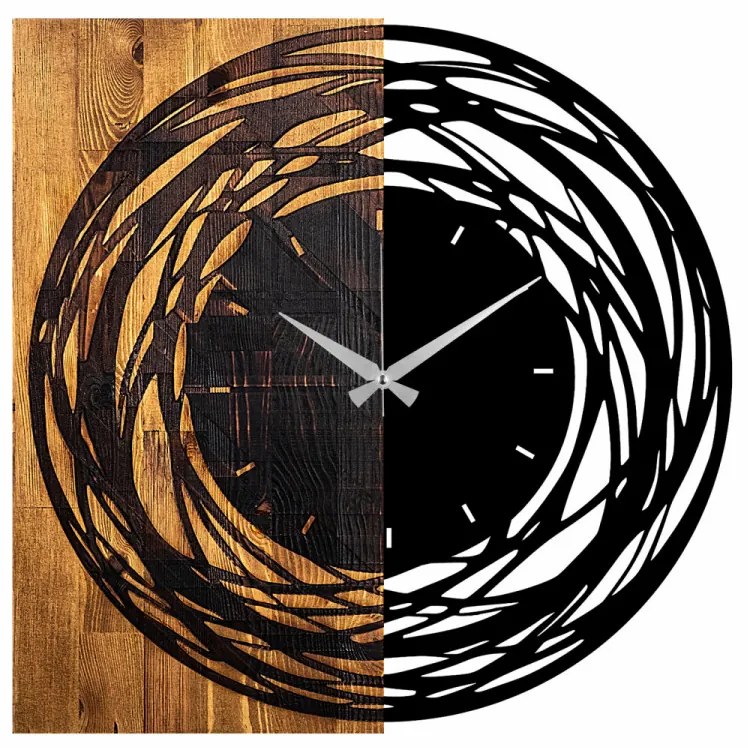 Ceas Decorativ de Perete Wooden Clock 39, Lemn / Metal