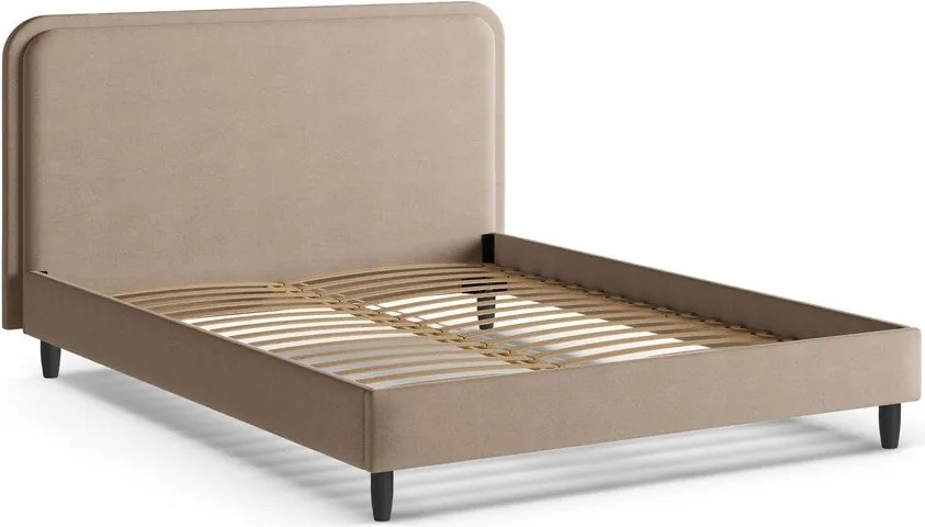 Pat matrimonial grej tapițat cu somieră 140x200 cm Aveline – Micadoni