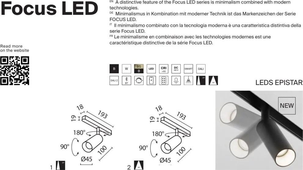 Spot LED pentru sina magnetica Focus Led Exility 4000K 5W 24 grade
