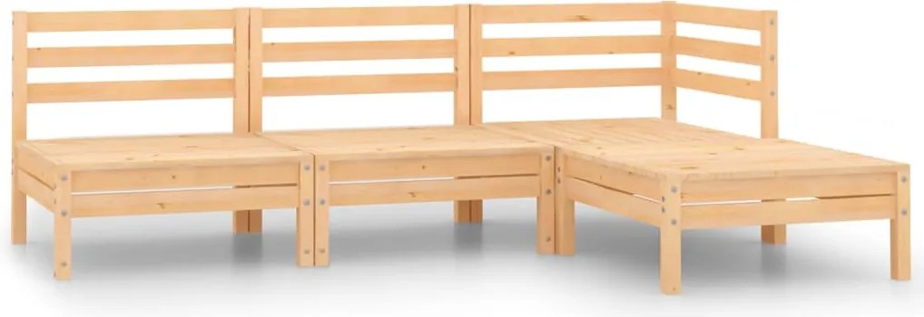 vidaXL Set mobilier relaxare de grădină, 4 piese, lemn masiv de pin