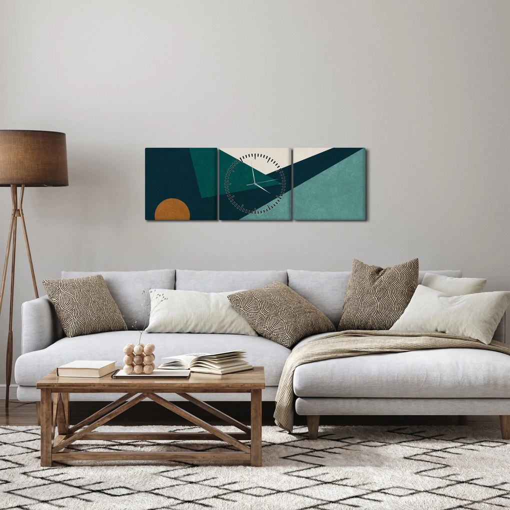 Tablou - Abstract cubic (cu ceas) (90x30 cm)