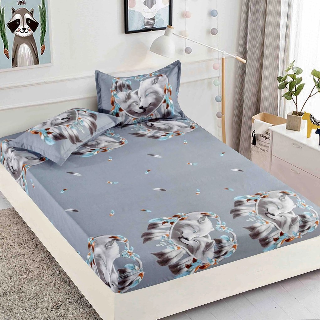Lenjerie de pat 3 cu elastic 100% bumbac - a714 de la Onesleep