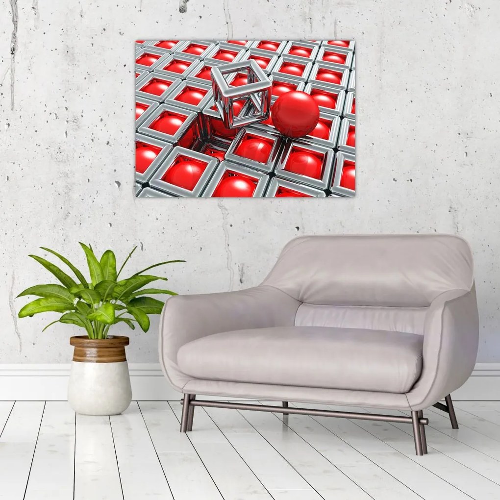 Tablou pe sticlă - Abstract metalic 3D (70x50 cm)