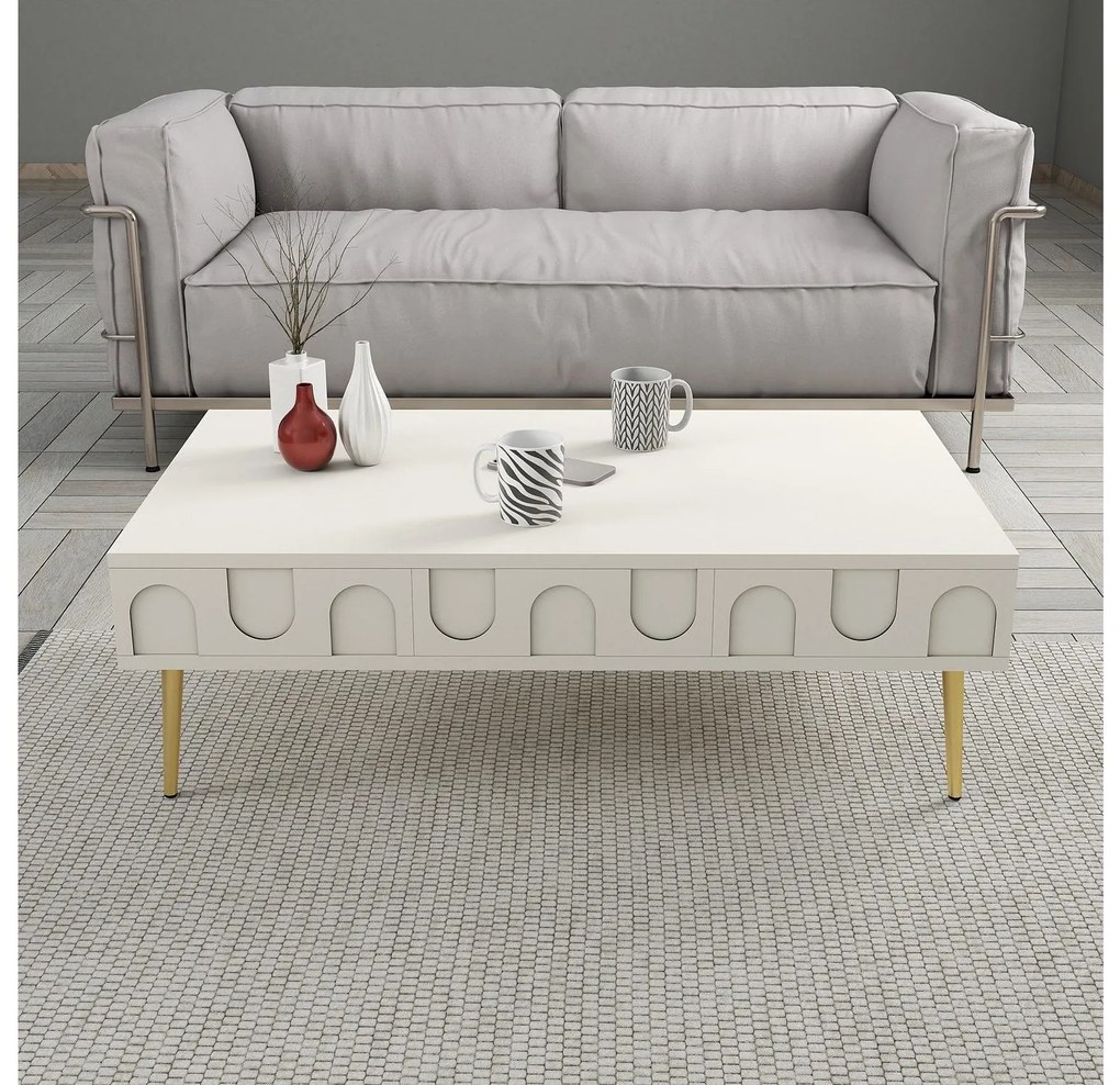 Set mobilier living Lyantela (Crem + Auriu). 1107139