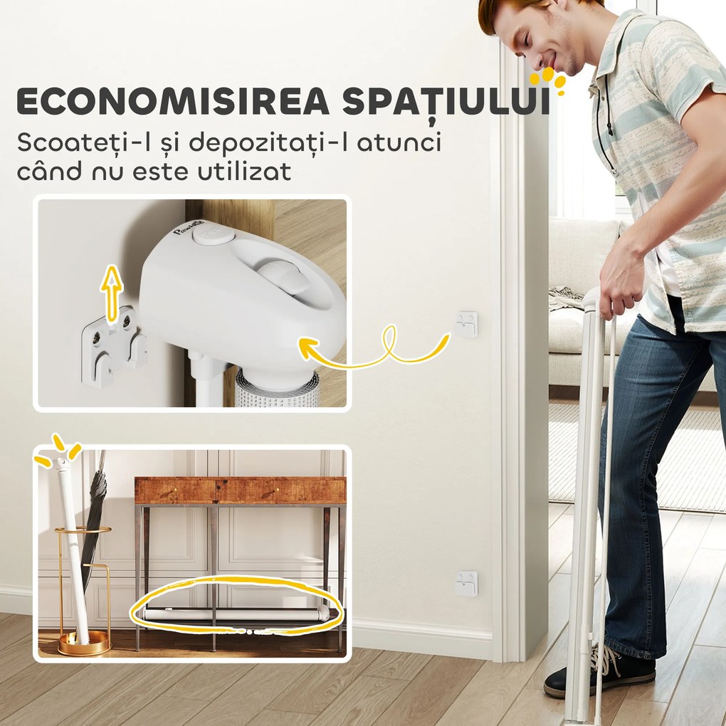 PawHut Gard Extensibil pentru Câini 0-144cm cu Blocare Automată, Alb | Aosom Romania