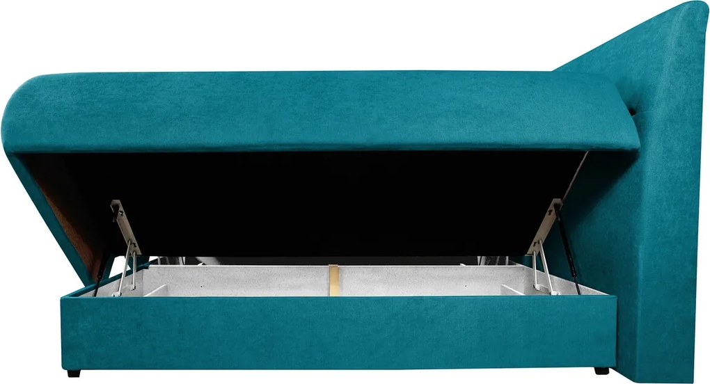 Pat matrimonial, Bergen Memory, 160x200 cm, cu spatiu pentru depozitare, Turcoaz