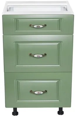 Corp inferior 40 cu 3 sertare metalice greutate Zebra MDF Verde