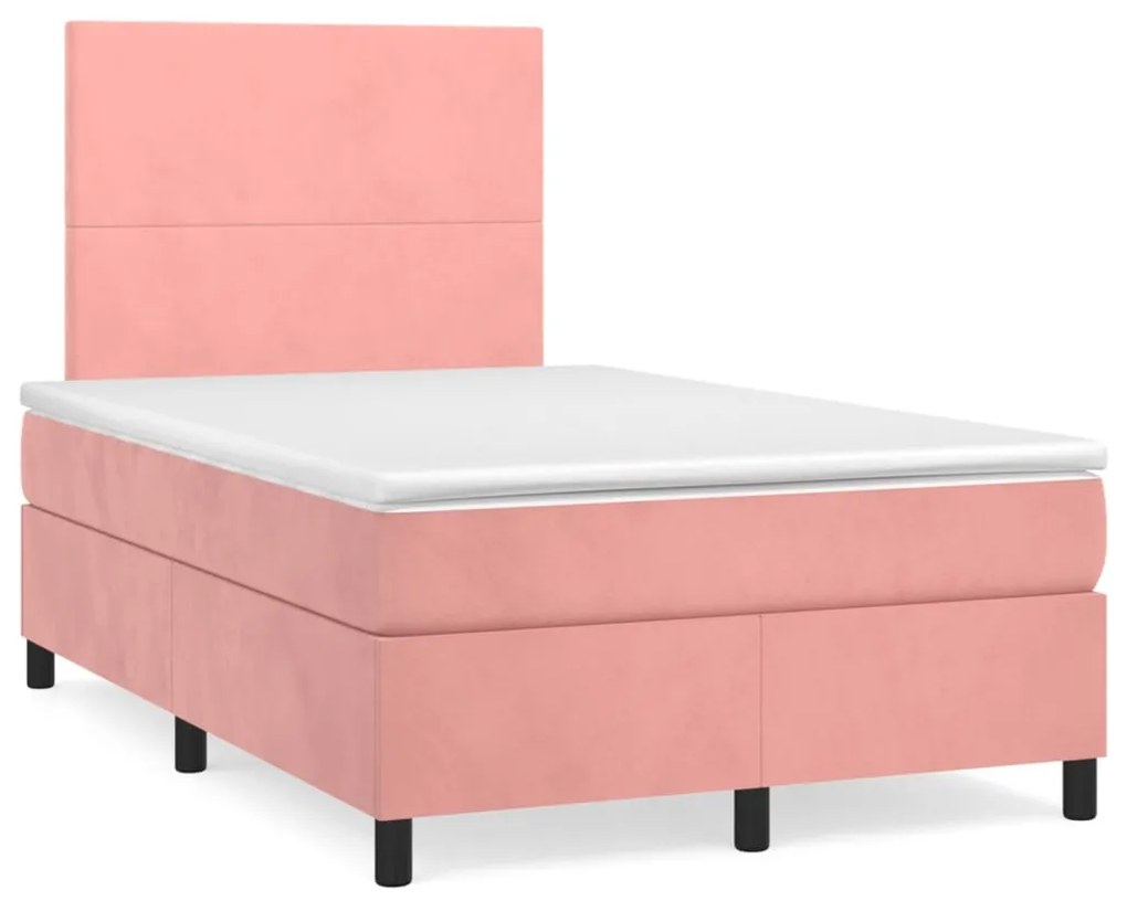 vidaXL Pat box spring cu saltea, negru, 120x190 cm, catifea