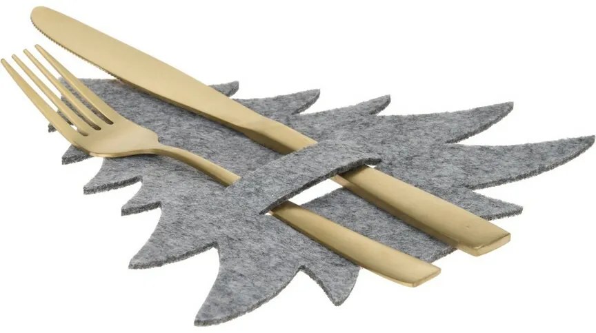 Buzunar pentru tacâmuri X-Mas Tree gri, set de 4bucăți