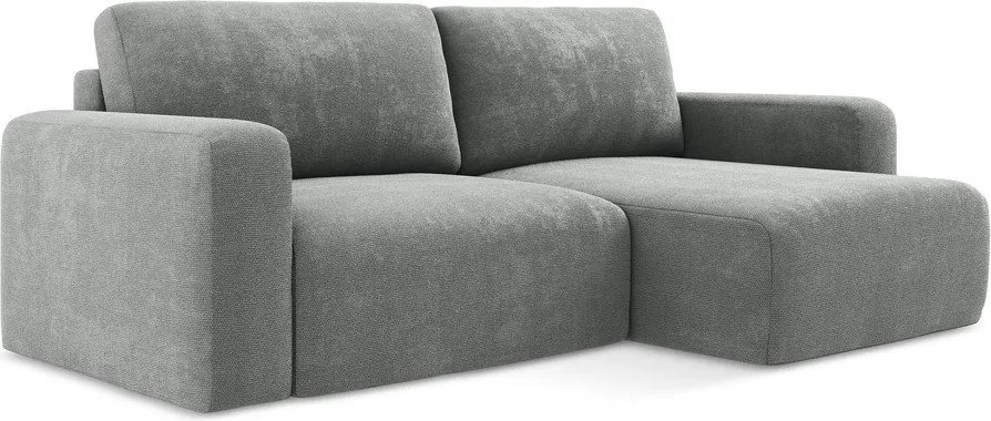 Colțar gri extensibil/cu spațiu de depozitare cu tapițerie din chenille (cu colț pe partea dreaptă/cu șezlong) Kona – Makamii