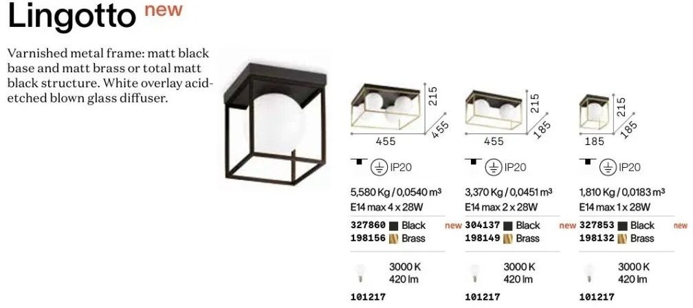 Plafoniera design modern Lingotto pl4 negru