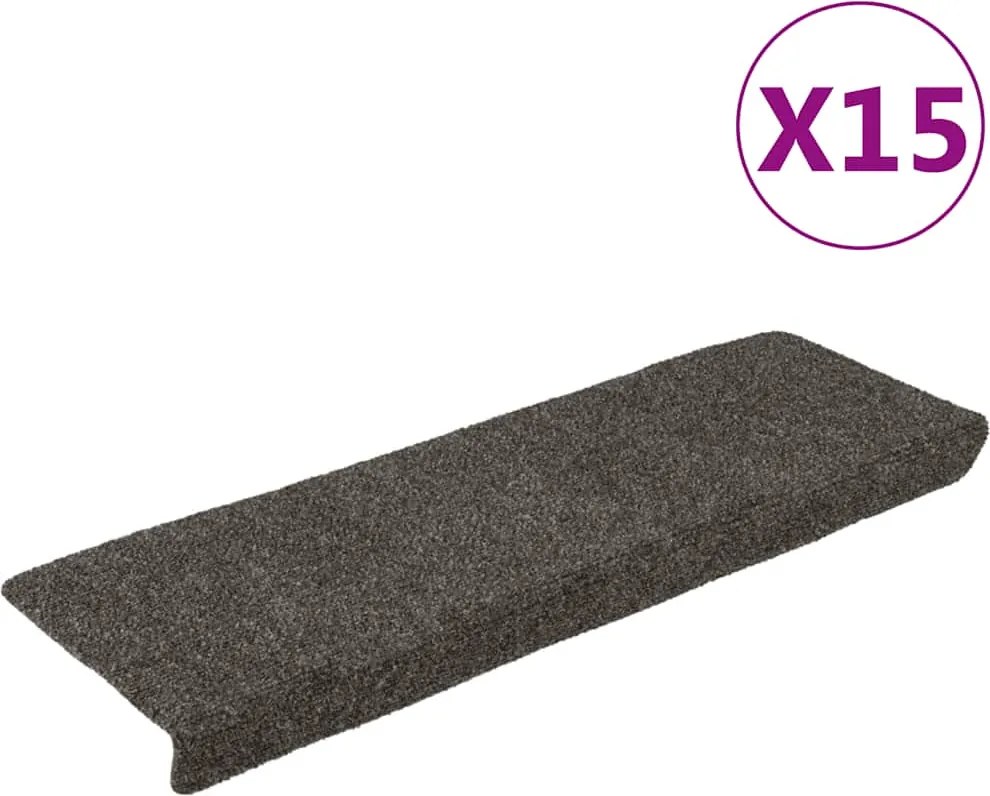 vidaXL Covorașe autoadezive pentru scări, 15 buc., 65x21x4 cm, antracit, cu margine dreptunghiulară