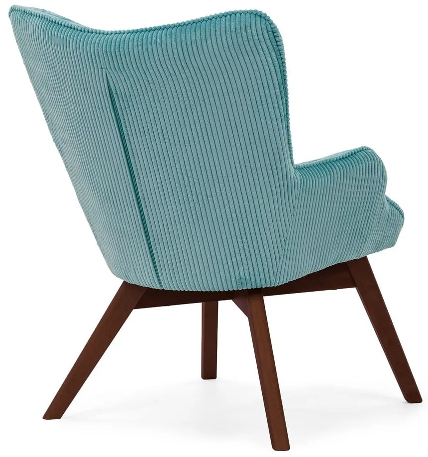Fotoliu turcoaz cu tapițerie din catifea reiată Niko – Ropez