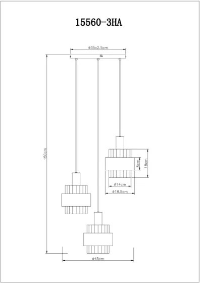 Globo 15560-3HA - Lustră pe cablu MILLEY 3xE27/60W/230V