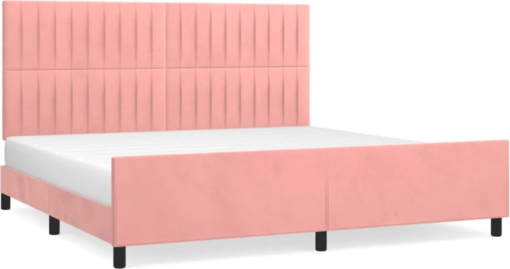 vidaXL Cadru de pat cu tăblie, roz, 200x200 cm, catifea