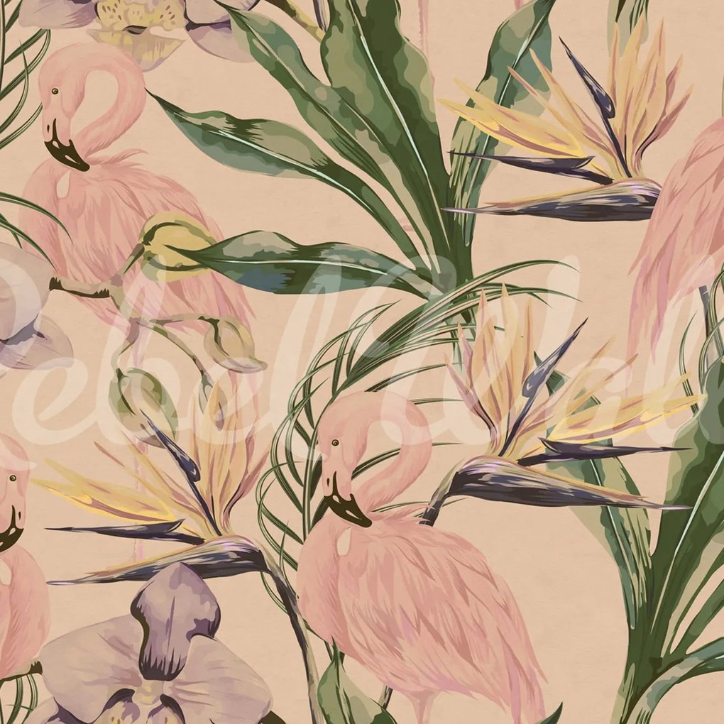 Fototapet, Vintage Flamingos, Rebel Walls