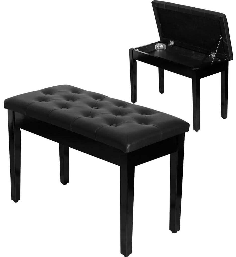 HomCom banca pian, spatiu depozitare, 75x35x50 cm, neagra | Aosom Ro