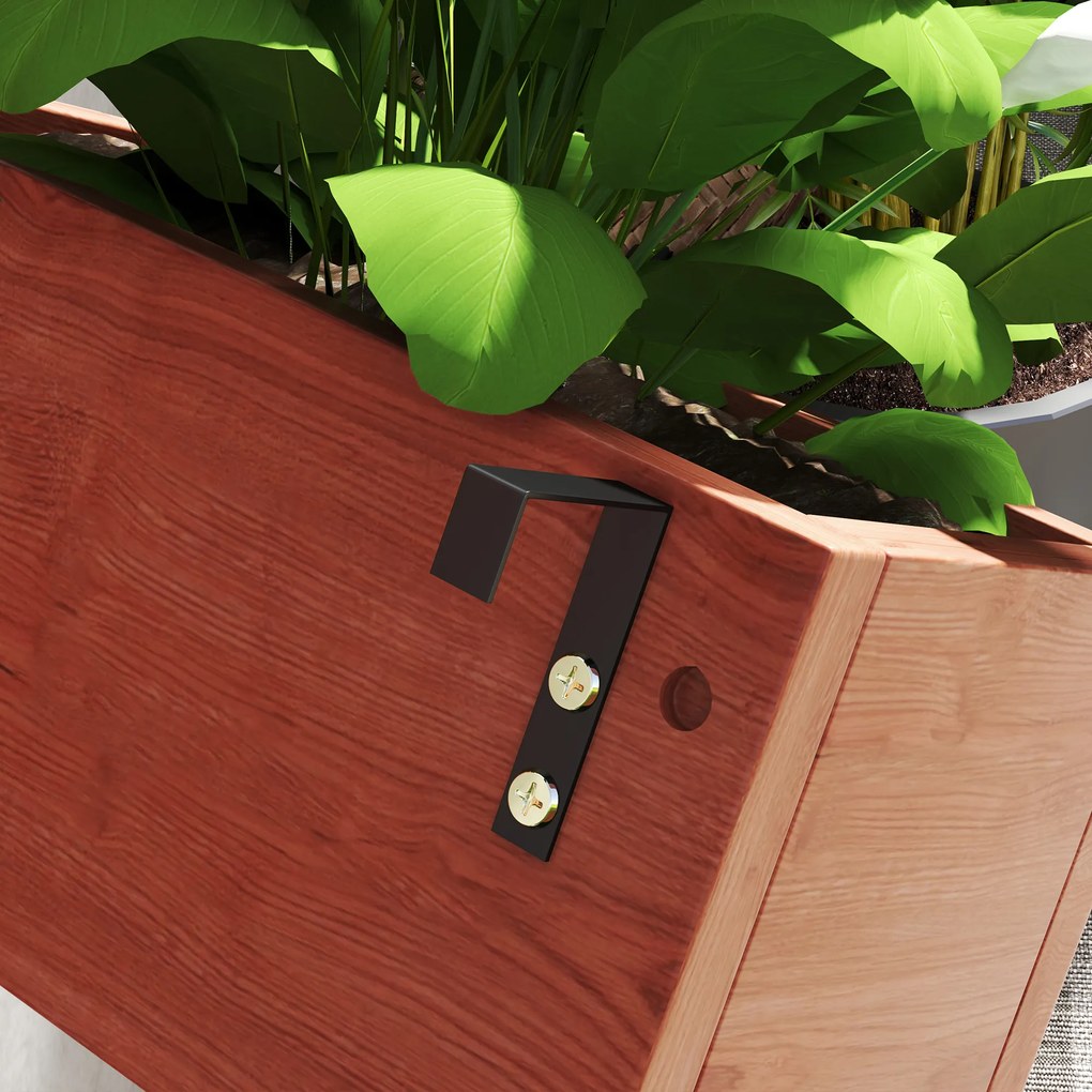 Outsunny Jardinieră Verticală cu Șipci și 3 Vase Detașabile, în Lemn de Brad, 60x16x80 cm, Maro | Aosom Romania