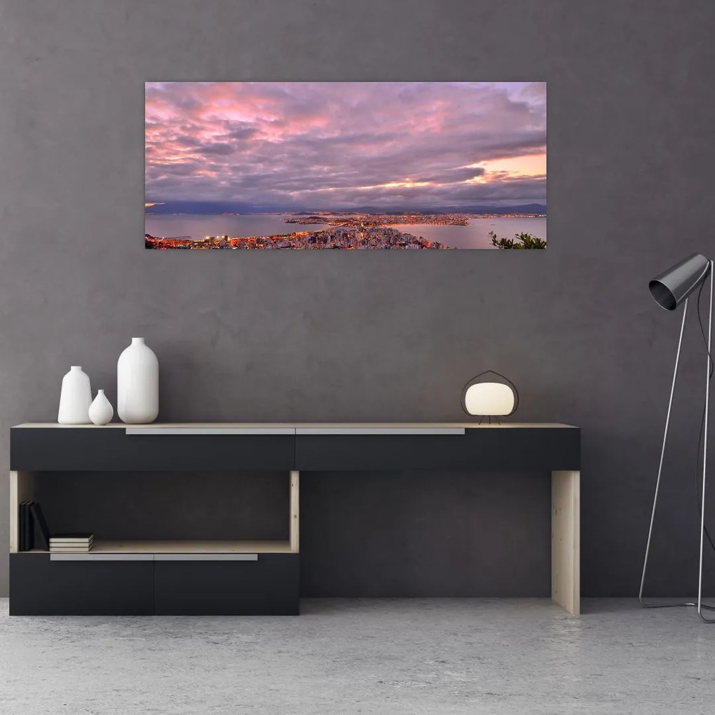 Tablou - Amurg la oraș (120x50 cm)