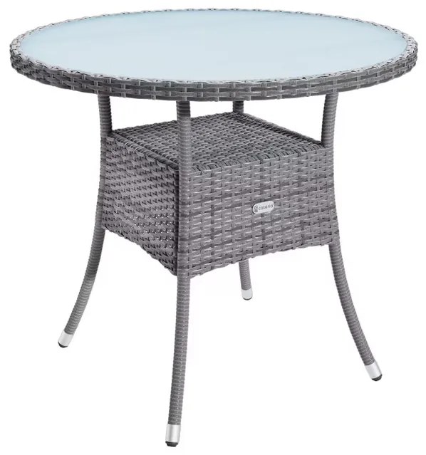 Deuba Masă de ratan Ø80 cm - gri