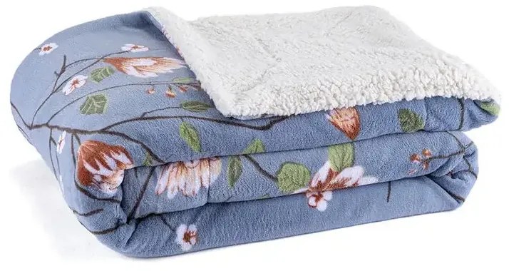 Pătură cu blăniță MAGNOLII aurie 150 x 200 cm