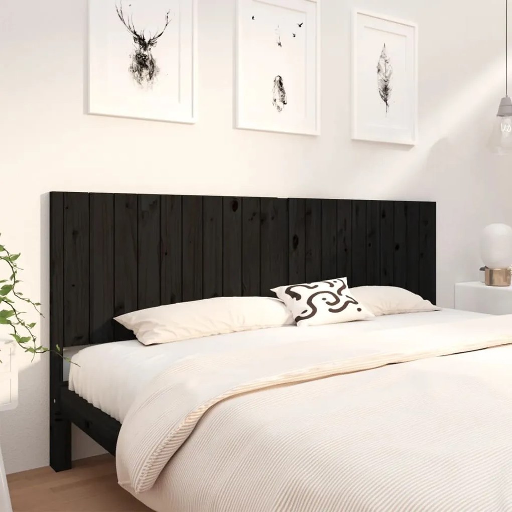 vidaXL Tăblie de pat, negru, 205,5x4x100 cm, lemn masiv de pin