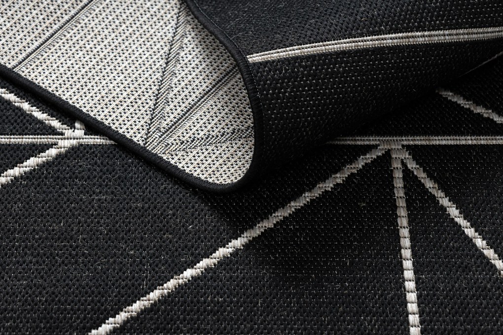 Covor sisal Floorlux 20605 negru si argint Triunghiuri, Geometric - SECUNDAR-COTATI PRODUSUL