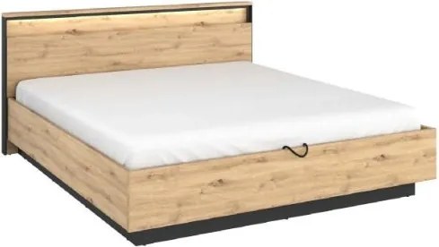 Pat cu somiera rabatabila 160 x 200 cm LED stejar salbatic/negru Quant