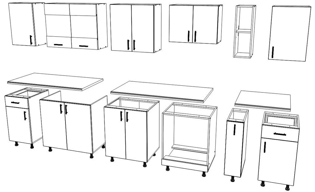 Set haaus V25, Stejar Bronz/Alb, Blat Thermo 28 mm, L 300 cm