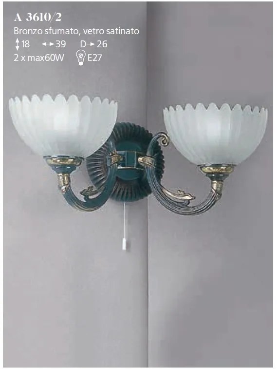 Aplica de perete design italian din alama cu lemn 3610