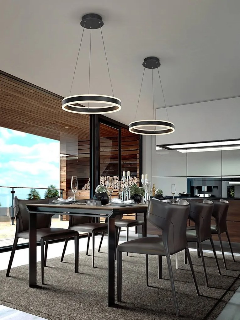 Lustra LED design modern circular Helia 50cm, negru mat