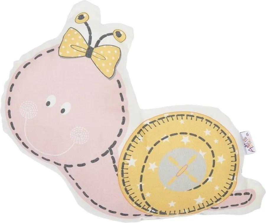 Pernă din amestec de bumbac pentru copii Mike & Co. NEW YORK Pillow Toy Snail, 30 x 28 cm, roz