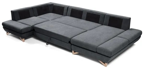 Colțar extensibil tapițat AVESTA, tip U, cu spațiu de depozitare, antracit