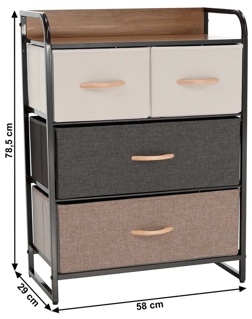 Comodă cu sertare din material textil HAZEL TIP 2,maro, M