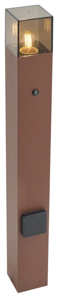 Lampa de exterior industrială maro rugină cu sticlă fumurie 70 cm cu senzor crepuscular IP44 - Denmark