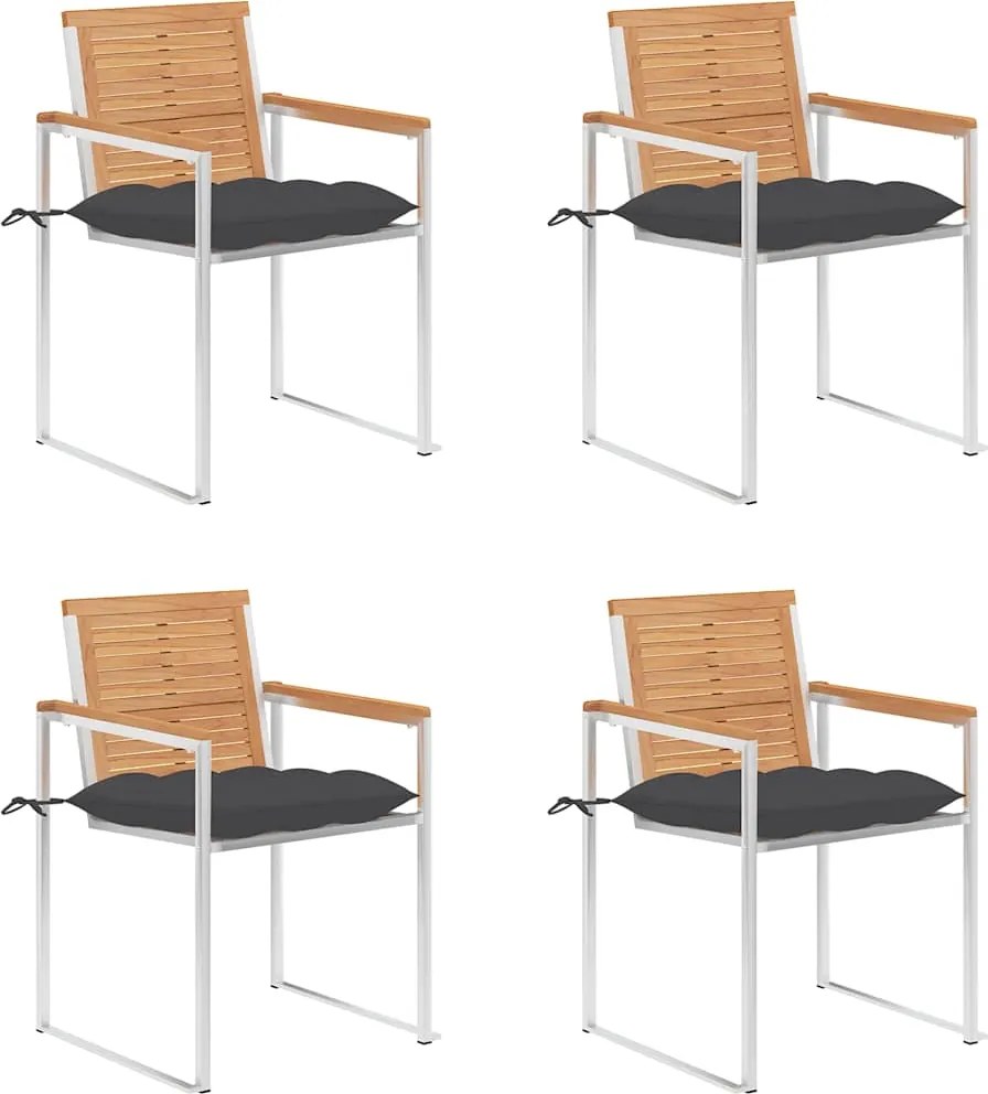 vidaXL Scaune de grădină cu perne, 4 buc., lemn masiv de tec