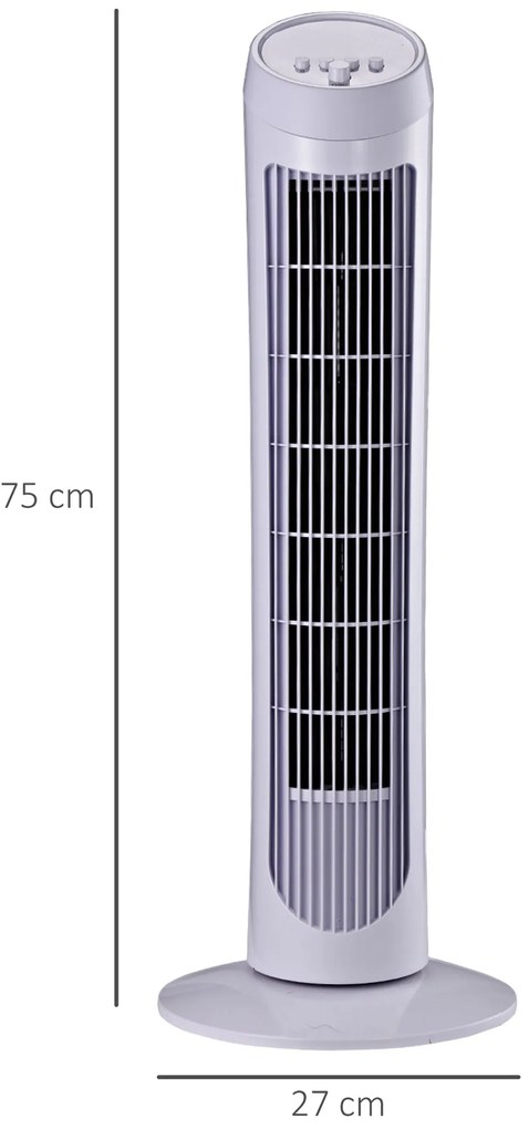 HOMCOM Ventilator Turn Oscilant cu 3 viteze, Ventilator Piedestal din Plastic ABS, 27x27x75 cm, Negru | Aosom Romania