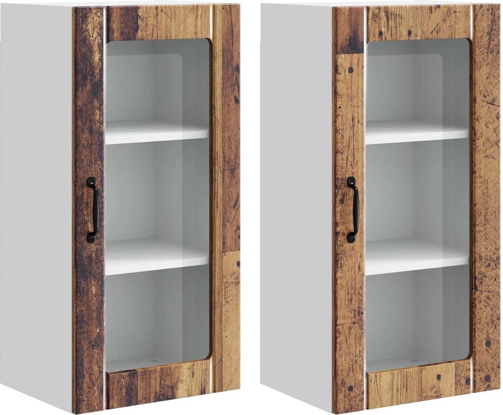 vidaXL Dulap de bucătărie cu raft 2 pcs Lemn vechi 40 x 31 x 80 cm