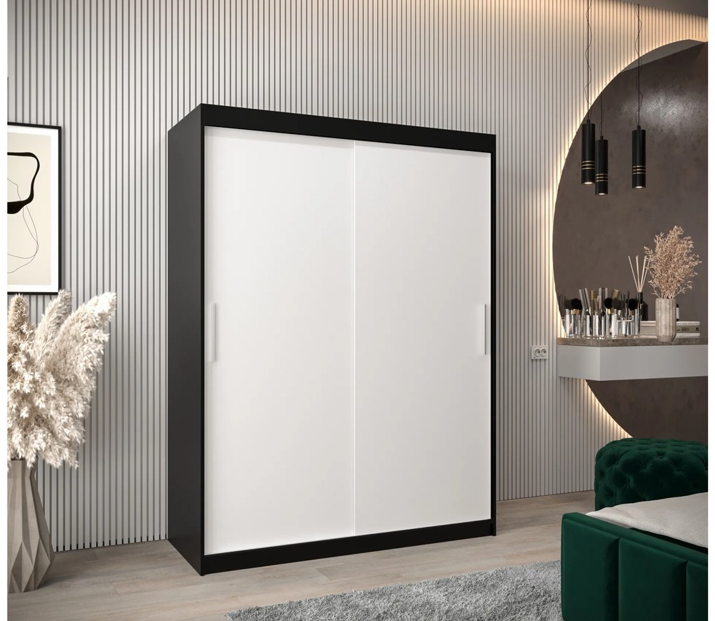 Dulap de haine 150 cm Toki (negru mat + alb mat). 1064821