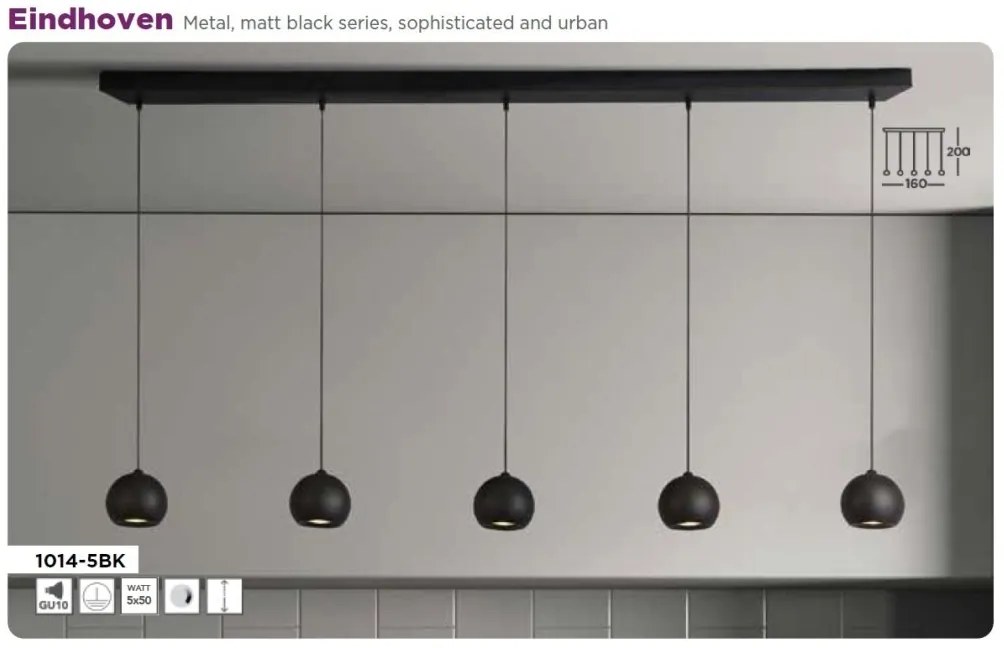 Lustra cu 5 pendule design modern Eindhoven