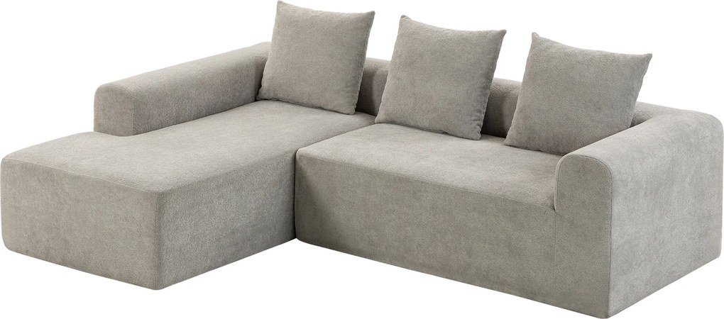 HOMCOM Canapea de Colț cu 3 Locuri, Fără Cadru, pentru Living, Gri Deschis | Aosom Romania