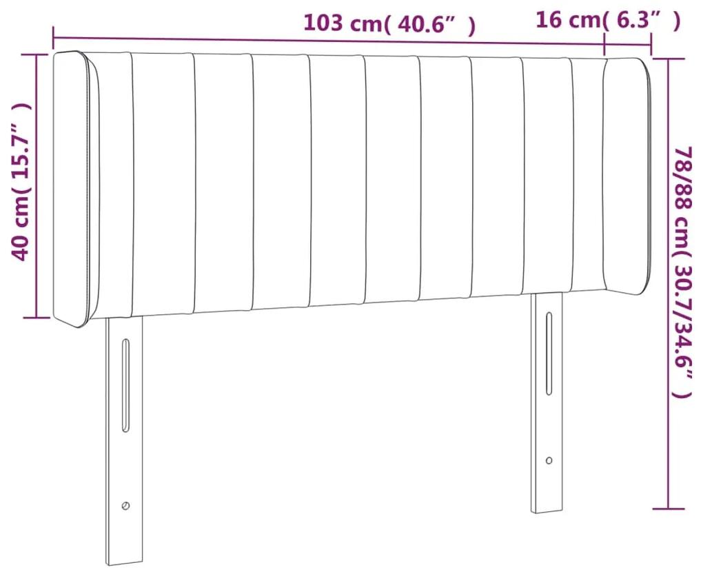 Tablie de pat cu aripioare gri inchis 103x16x78 88 cm catifea 1, Morke gra, 103 x 16 x 78 88 cm