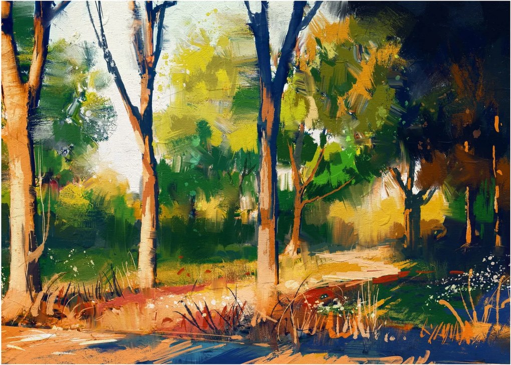 Tablou - Pădure de vară însorită, pictură (70x50 cm)